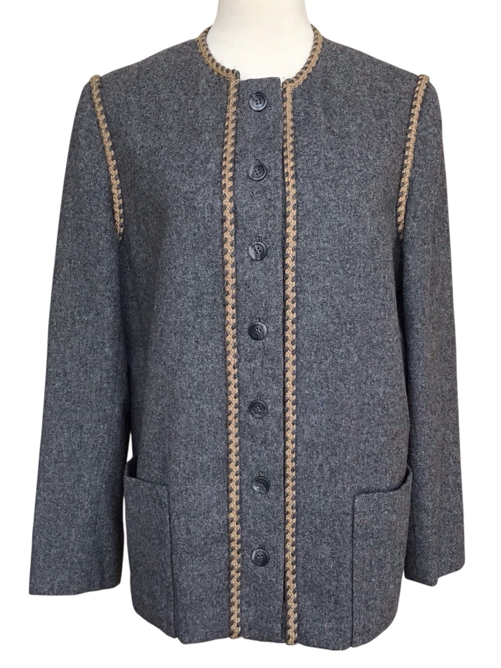 Vintage Adele Simpson Gray Wool Coat